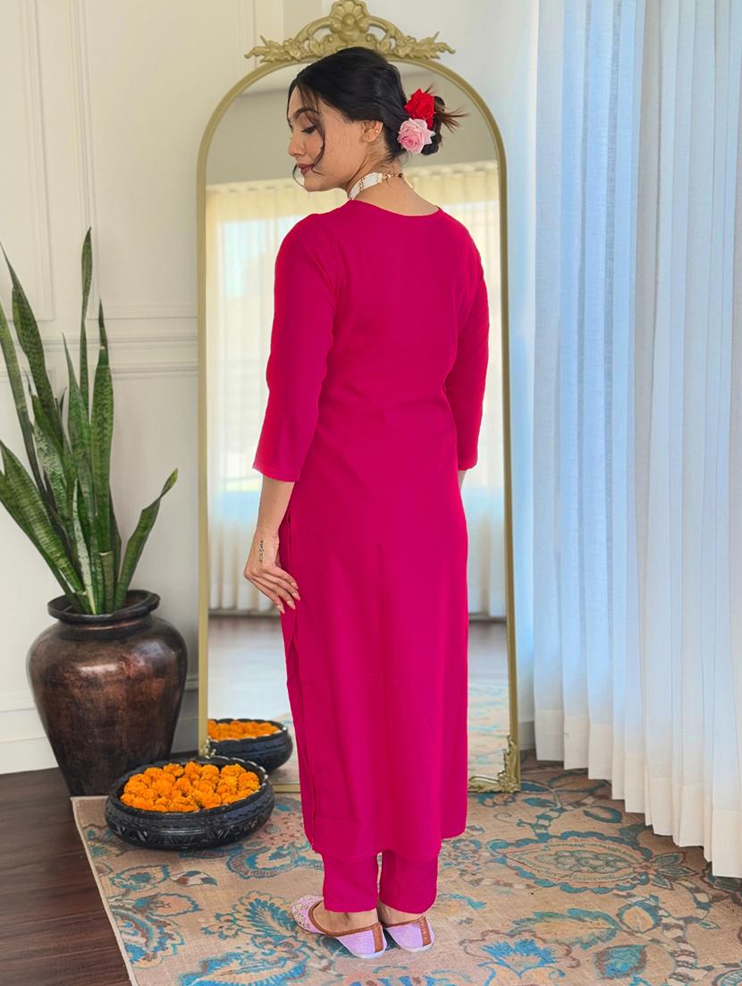 women embroidered three quarter sleeve kurta pant with dupatta set - 22024877 - Standard Image - 2