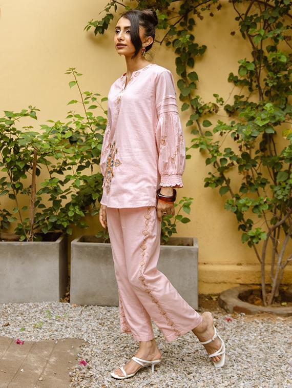 women embroidered long sleeve ethnic co-ord set - 22024895 - Standard Image - 2