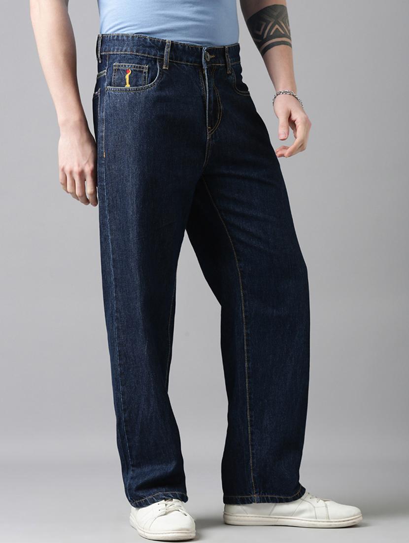 men plain mid rise baggy jeans - 22025018 - Standard Image - 2