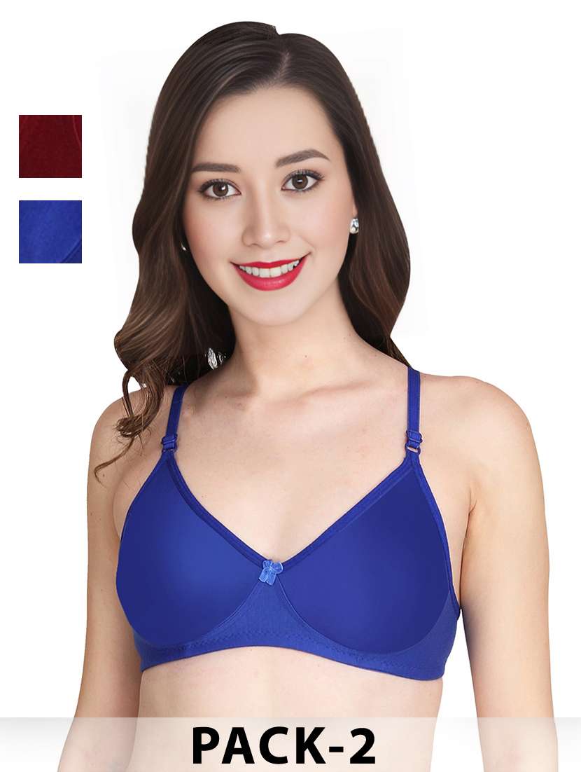 women pack of 2 solid non wired t-shirt bra