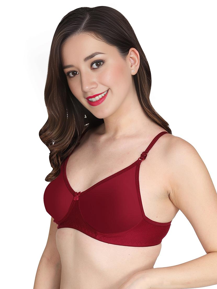 maroon cotton combos bra - 22025451 - Standard Image - 2