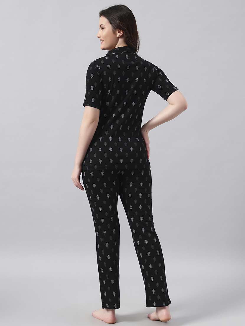 women printed short sleeve nightwear pyjama set - 22026030 -  Standard Image - 2