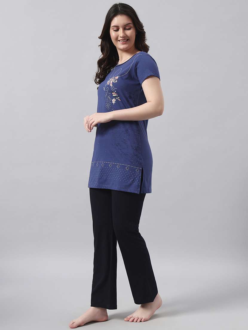 women printed short sleeve nightwear pyjama set - 22026036 -  Standard Image - 2