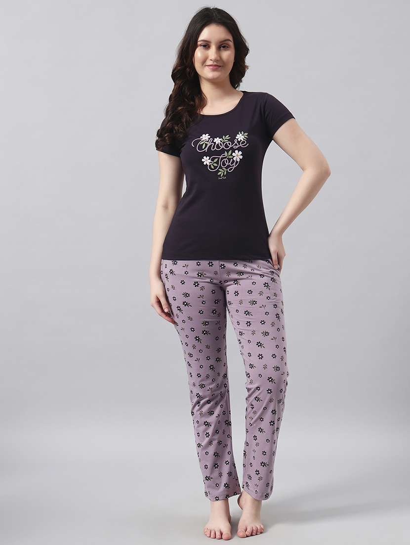 women printed short sleeve nightwear pyjama set - 22026039 -  Standard Image - 2
