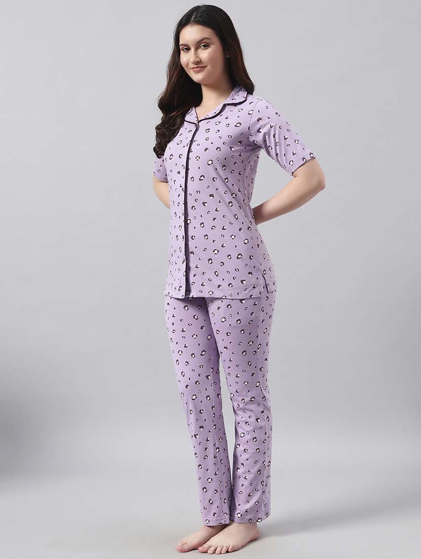 women printed short sleeve nightwear pyjama set - 22026051 -  Standard Image - 2