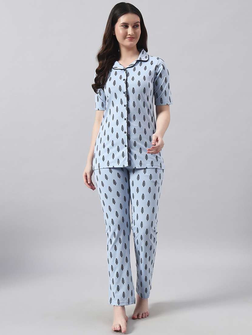 women printed short sleeve nightwear pyjama set - 22026052 -  Standard Image - 2