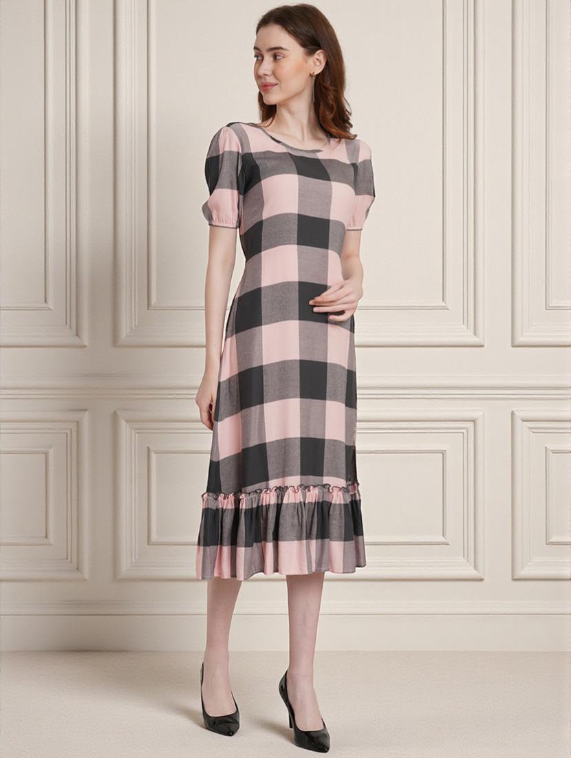 multi colored rayon aline dress - 22026059 - Standard Image - 2