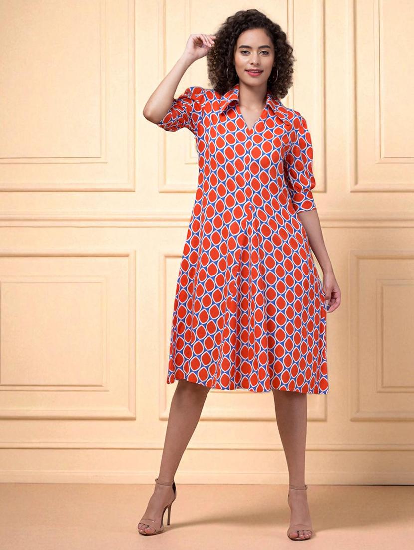orange rayon aline dress - 22026060 - Standard Image - 2