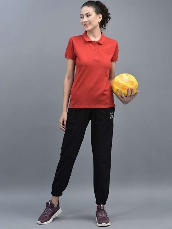 women solid short sleeve polo t-shirt - 22026068 -  Standard Image - 2