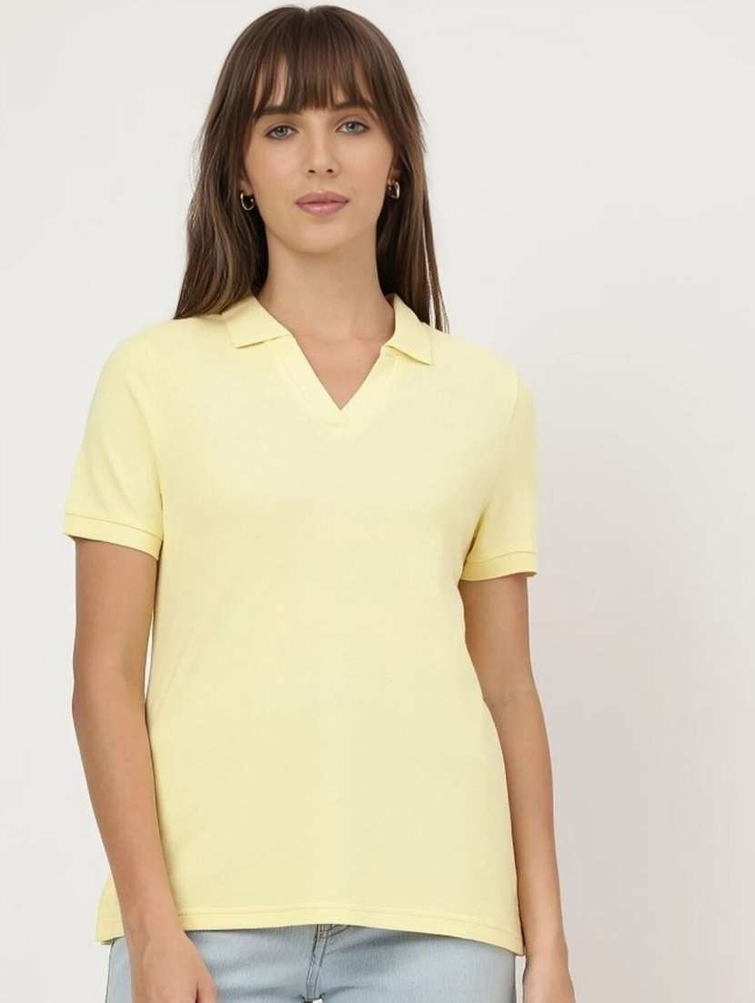 women solid short sleeve polo t-shirt