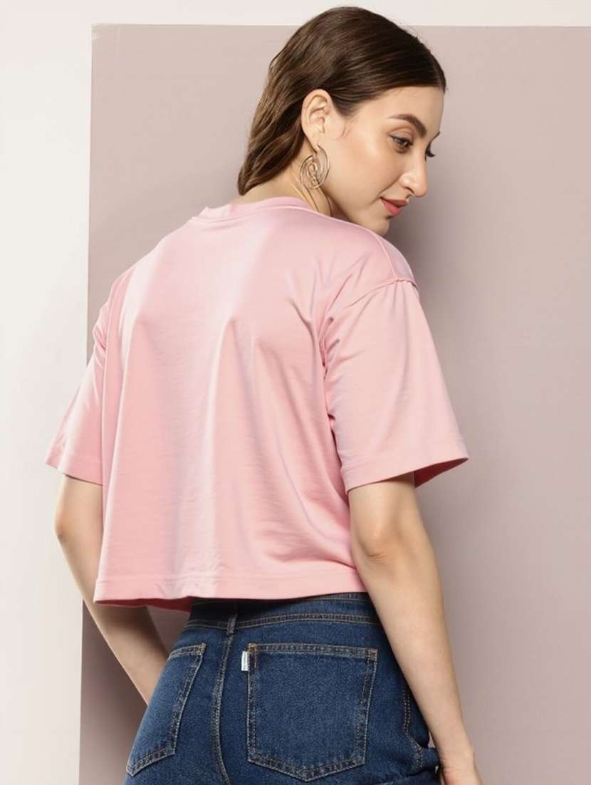 women printed short sleeve crop t-shirt - 22026115 -  Standard Image - 2