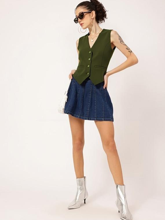 women solid sleeveless vest top - 22026153 - Standard Image - 2