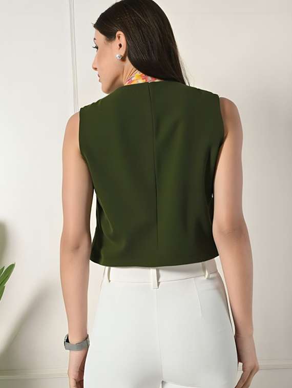women solid sleeveless vest top - 22026155 - Standard Image - 2