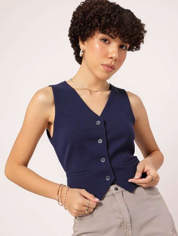 women solid sleeveless vest top