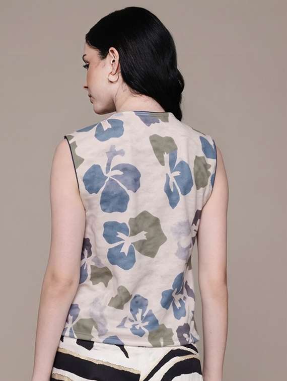 women printed sleeveless vest top - 22026179 -  Standard Image - 2