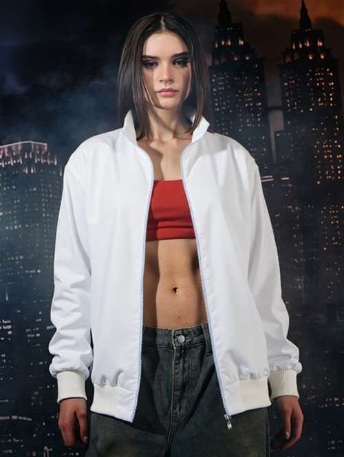 women solid long sleeve windcheater jacket - 22026196 - Standard Image - 0