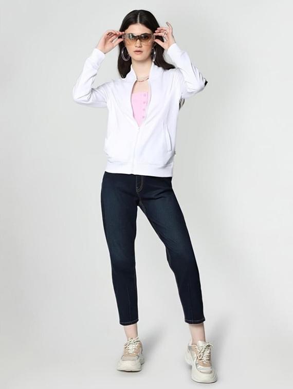 women solid long sleeve windcheater jacket - 22026204 - Standard Image - 2
