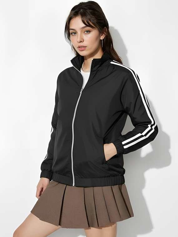 women tapered long sleeve windcheater jacket