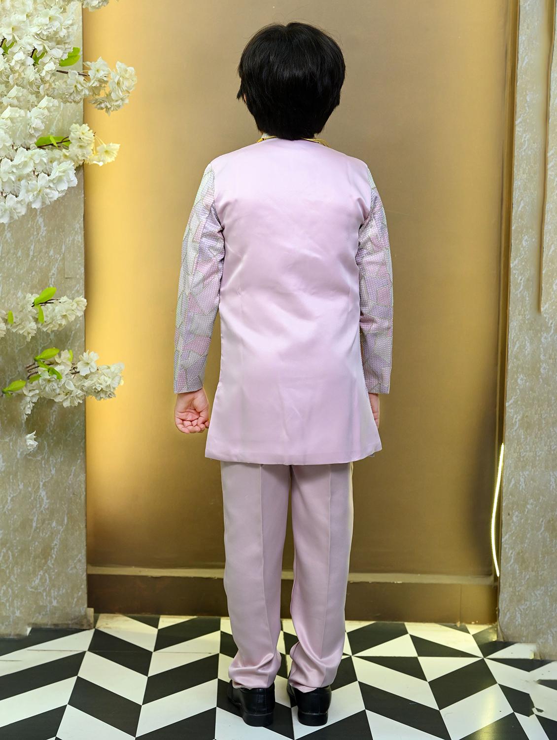 boys embroidered mandrain collar sherwani set - 22026310 - Standard Image - 2