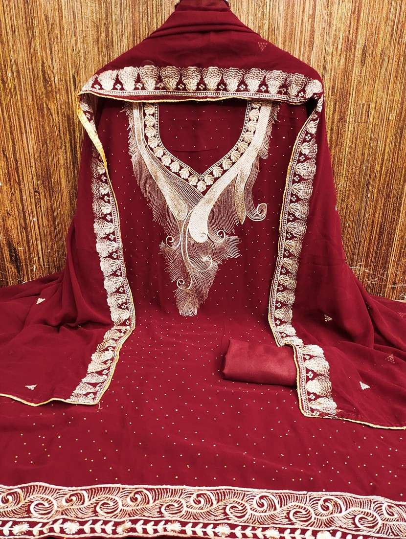 women solid with work embroidered unstitched suit set - 22026315 -  Standard Image - 2