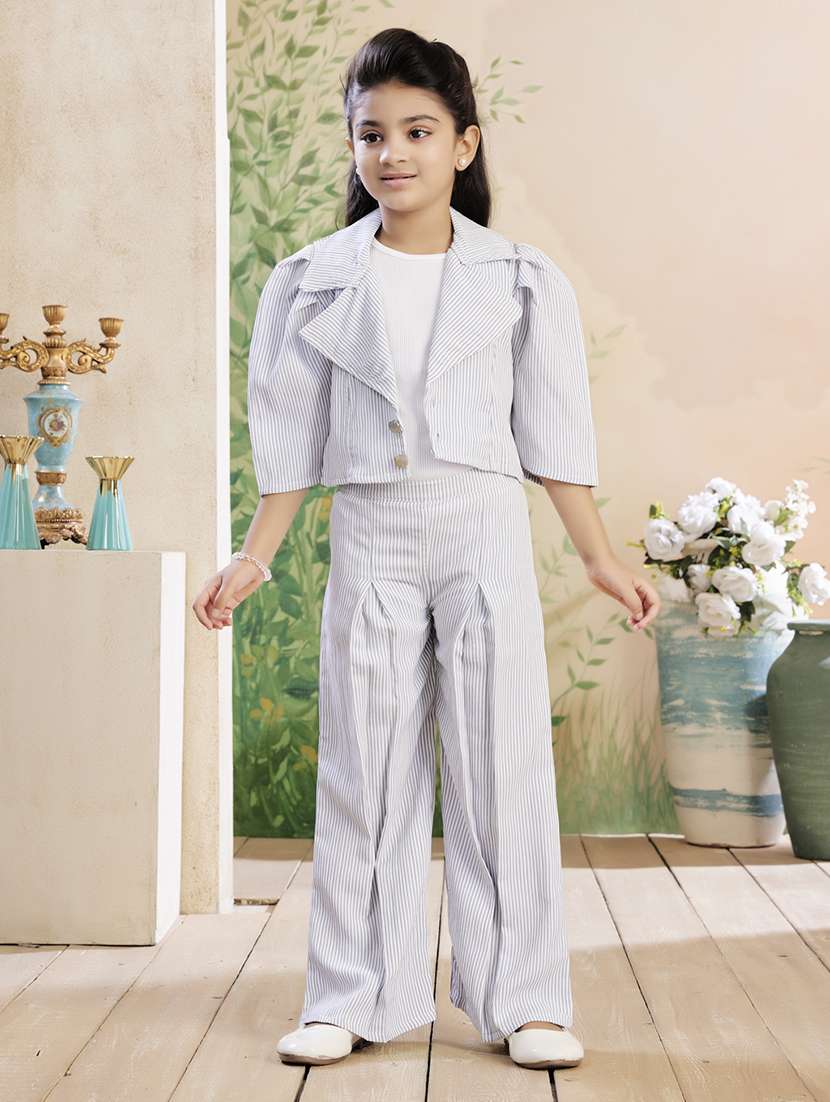girls striped top & trouser co-ord set - 22026325 - Zoom Image - 0