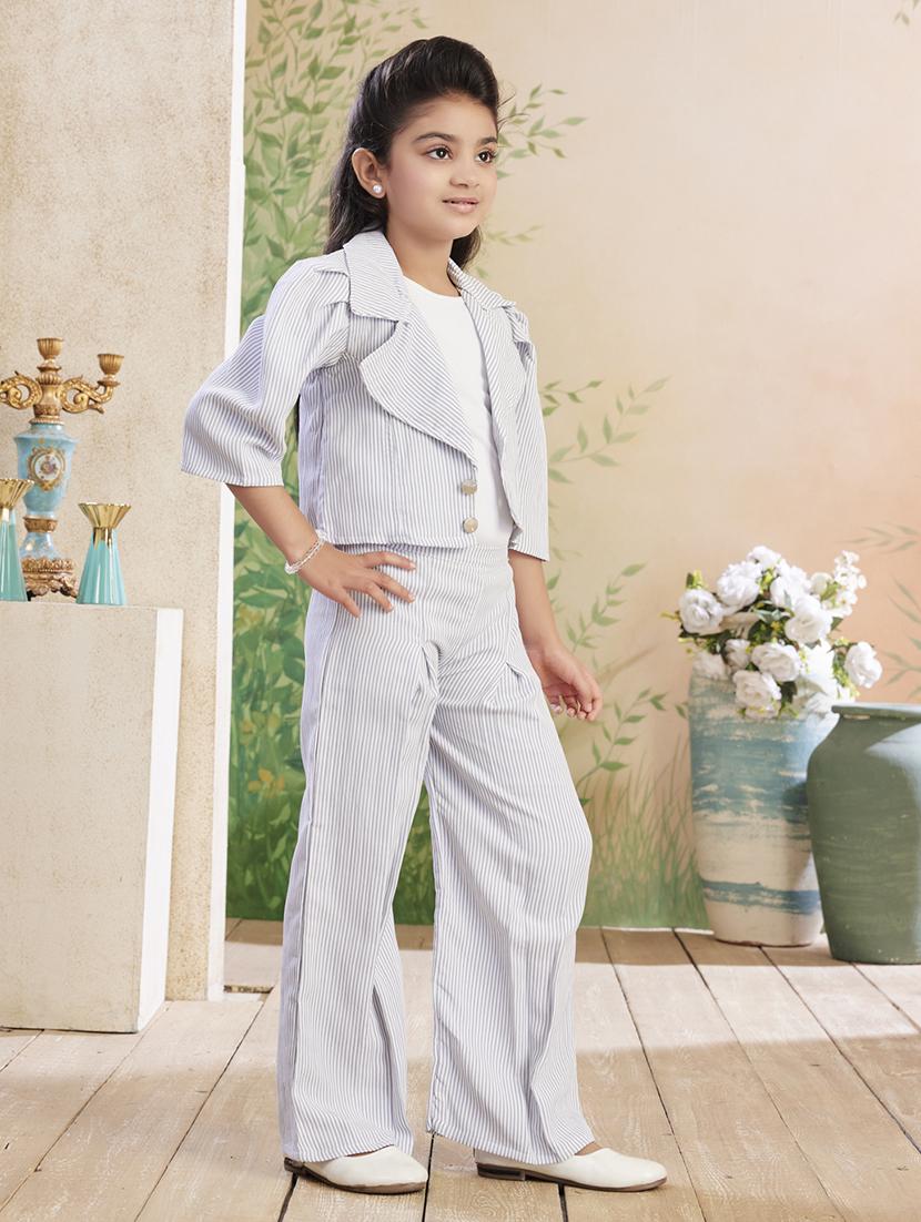 girls striped top & trouser co-ord set - 22026325 - Standard Image - 2