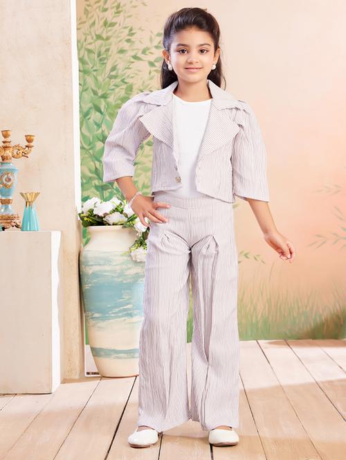 girls striped top & trouser co-ord set - 22026327 - Standard Image - 0