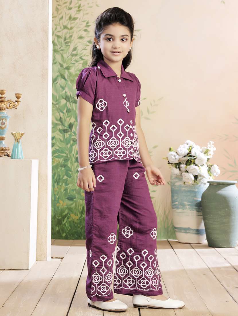girls embroidered top & palazzo co-ord set - 22026337 -  Standard Image - 2