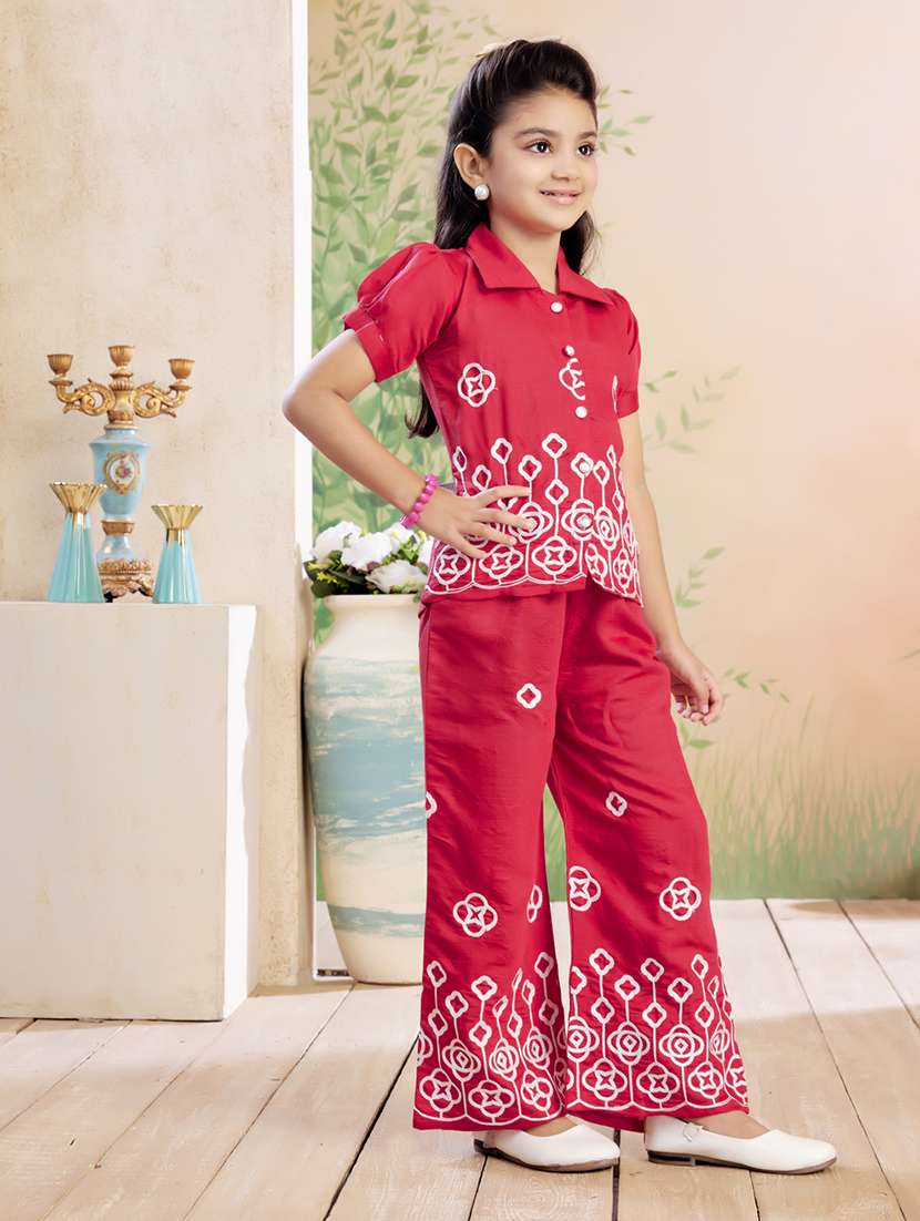 girls embrpidered top & palazzo co-ord set - 22026338 -  Standard Image - 2