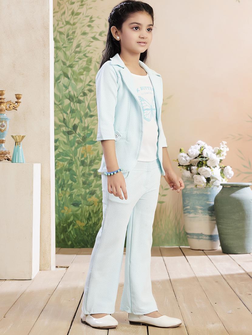 girls solid top & trouser co-ord set - 22026345 - Standard Image - 2