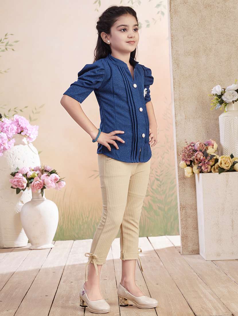 girls solid top & trouser co-ord set - 22026347 -  Standard Image - 2