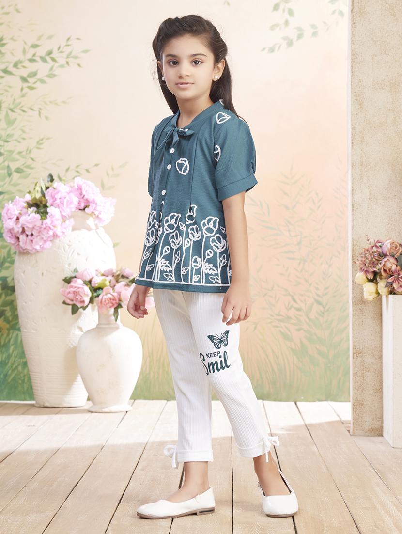girls embroidered top & trouser co-ord set - 22026349 - Standard Image - 2