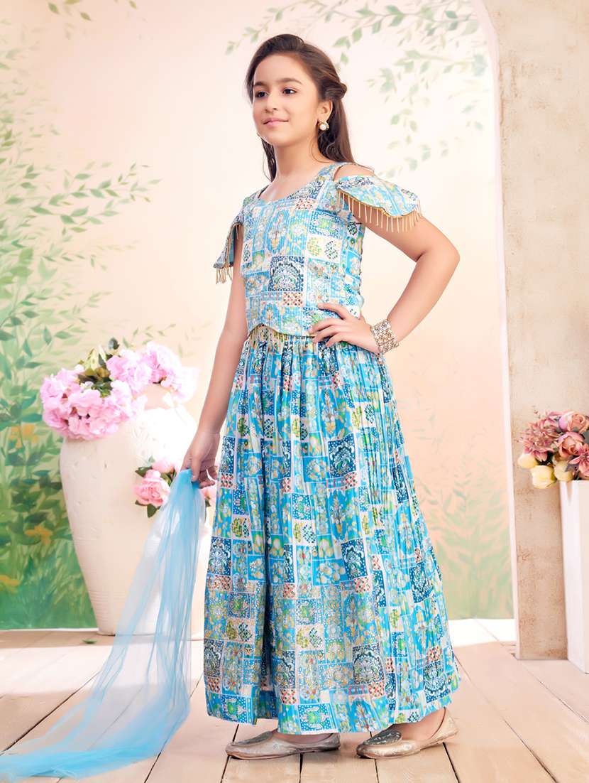 girls printed lehenga choli with dupatta - 22026397 - Standard Image - 2