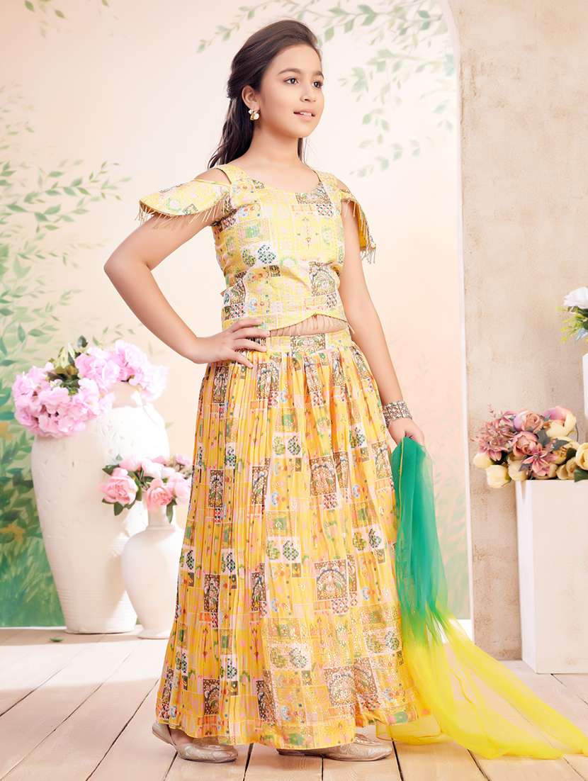 girls printed lehenga choli with dupatta - 22026398 - Standard Image - 2