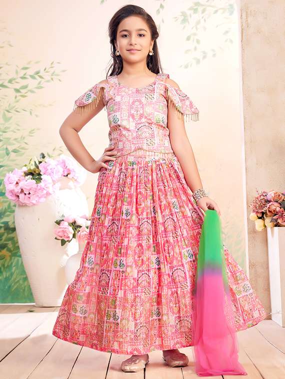 girls printed lehenga choli with dupatta