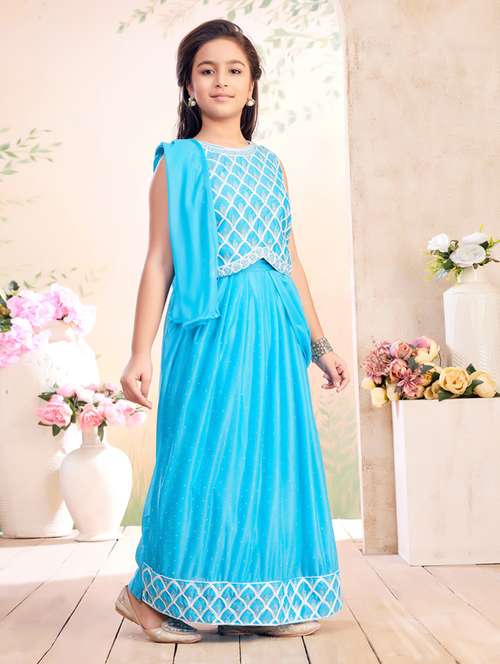 girls embroidered lehenga choli with dupatta - 22026400 - Standard Image - 0