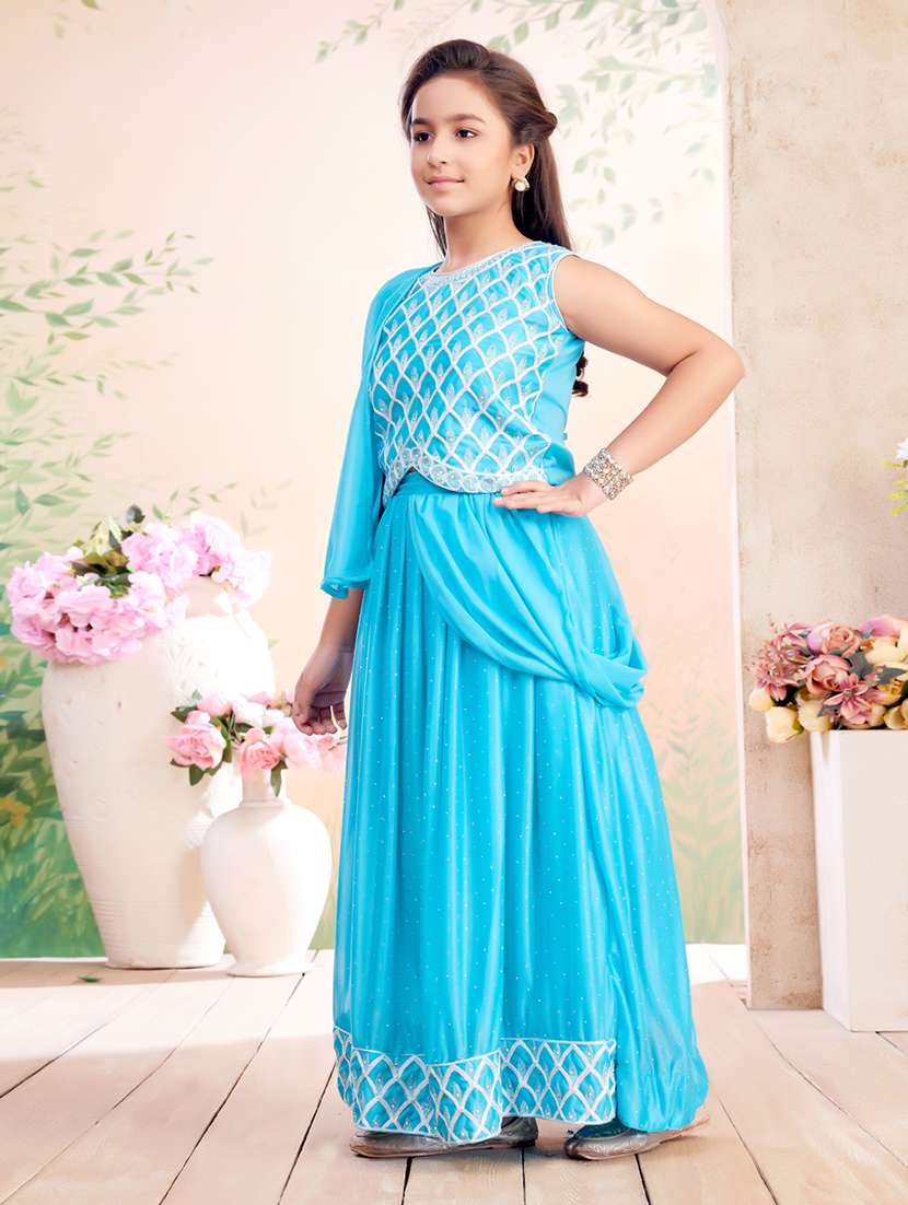 girls embroidered lehenga choli with dupatta - 22026400 - Standard Image - 2