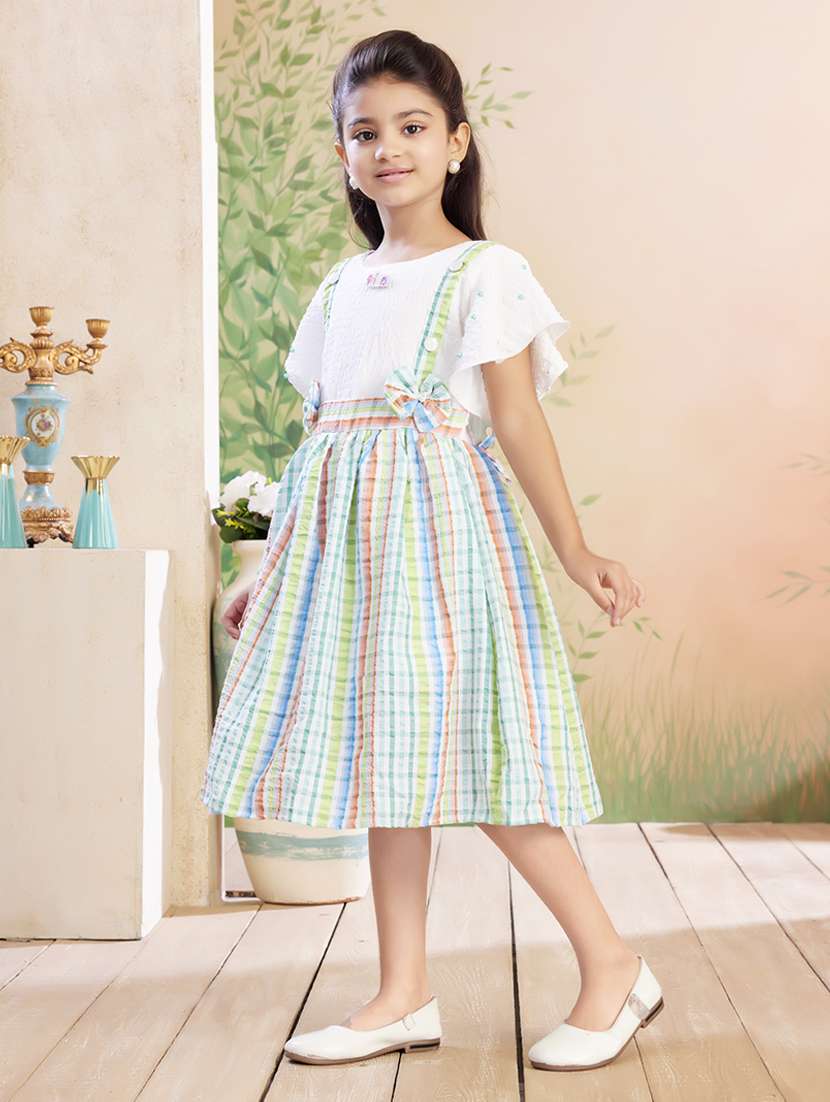girls checkered flared sleeve fit & flare dress - 22026418 - Standard Image - 2