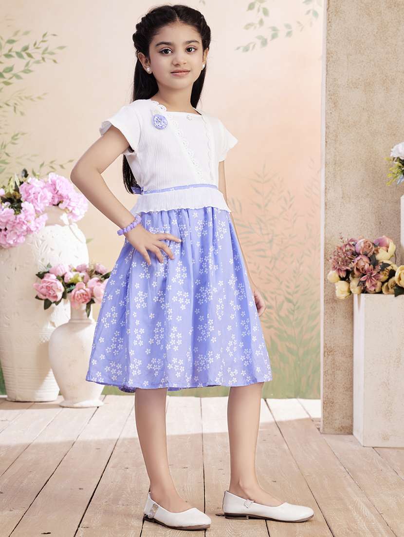 girls printed short sleeve fit & flare dress - 22026426 -  Standard Image - 2
