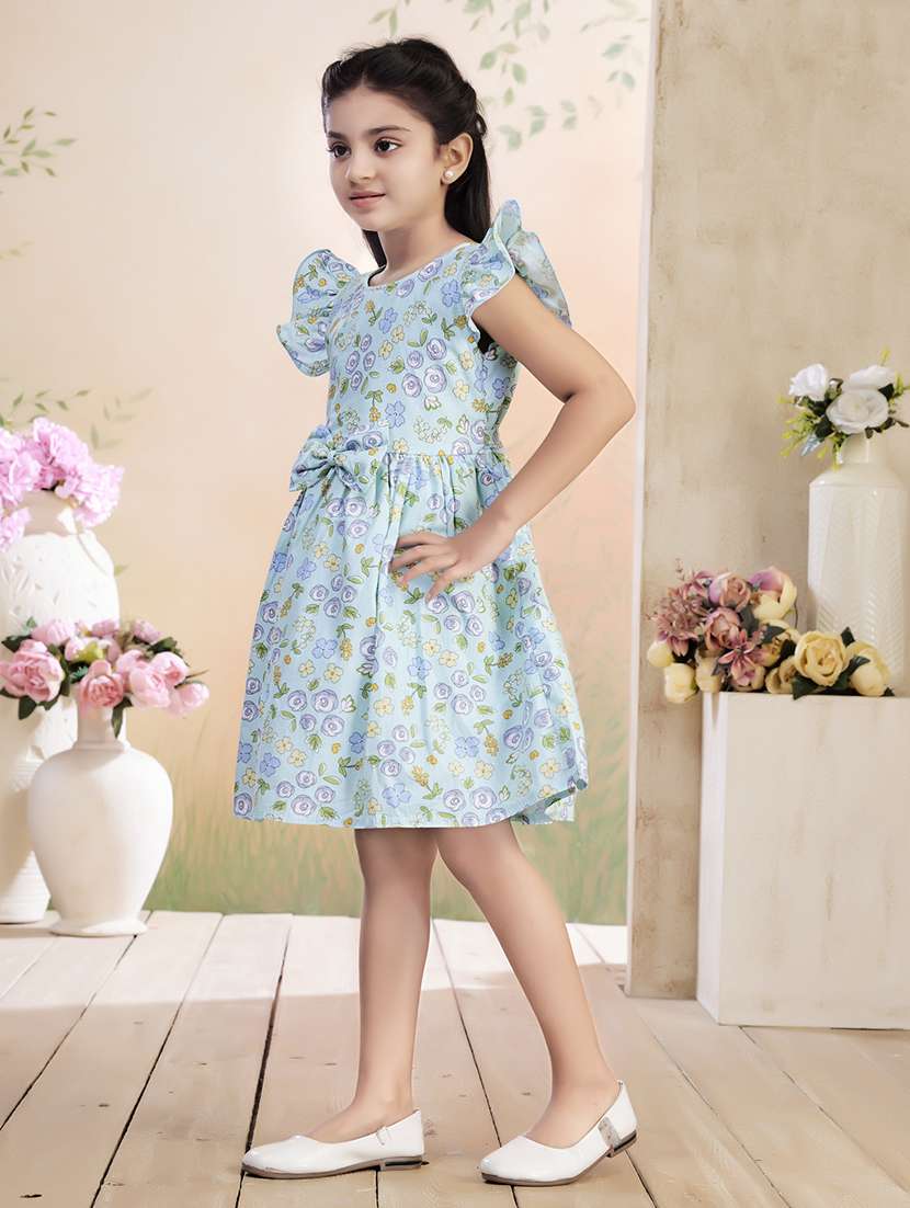 girls printed ruffle sleeve fit & flare dress - 22026441 -  Standard Image - 2