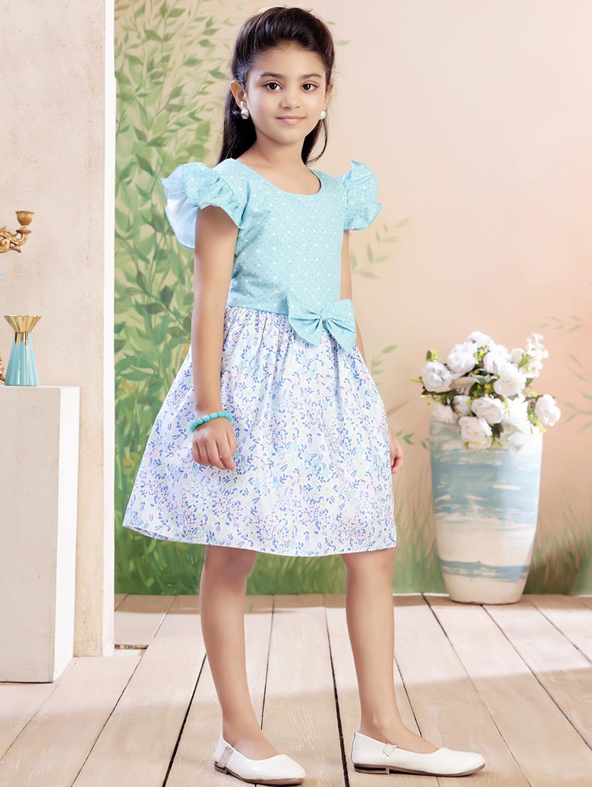 girls printed ruffle sleeve fit & flare dress - 22026443 - Standard Image - 2