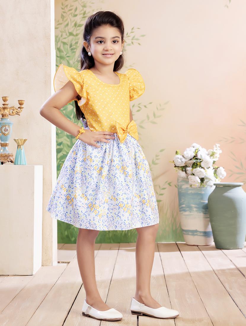 girls printed ruffle sleeve fit & flare dress - 22026444 - Standard Image - 2
