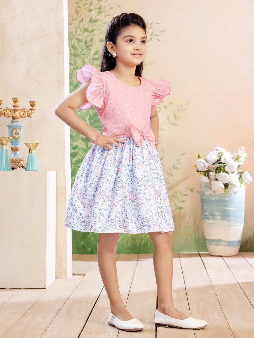 girls printed ruffle sleeve fit & flare dress - 22026445 - Standard Image - 2