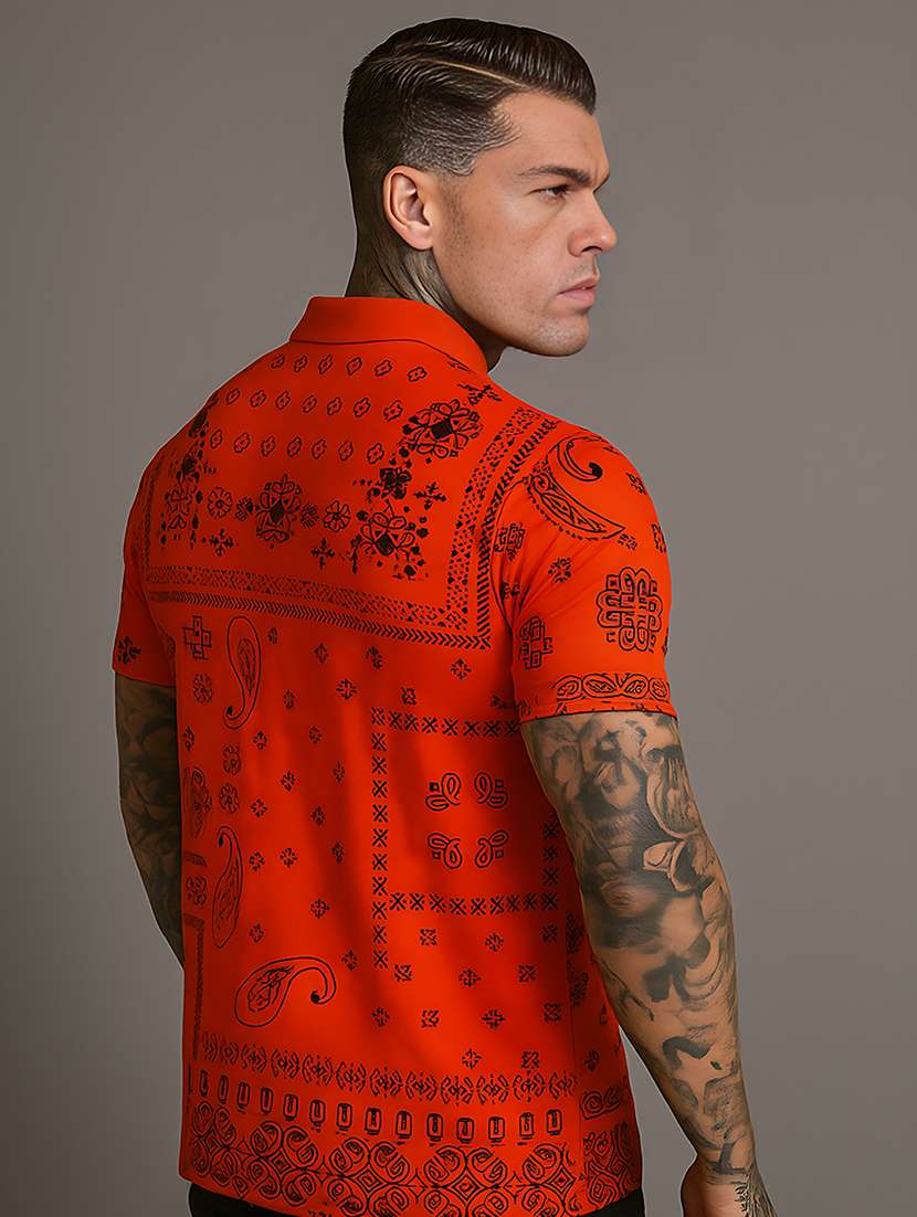 men printed short sleeve regular fit polo t-shirt - 22026528 -  Standard Image - 2