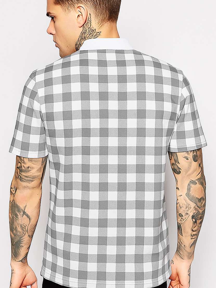 men checkered short sleeve regular fit polo t-shirt - 22026540 -  Standard Image - 2