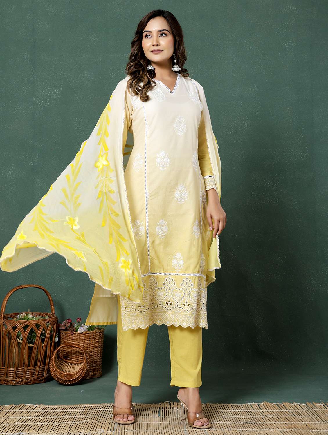 women ombre three quarter sleeve kurta pant with dupatta set - 22026541 -  Standard Image - 2