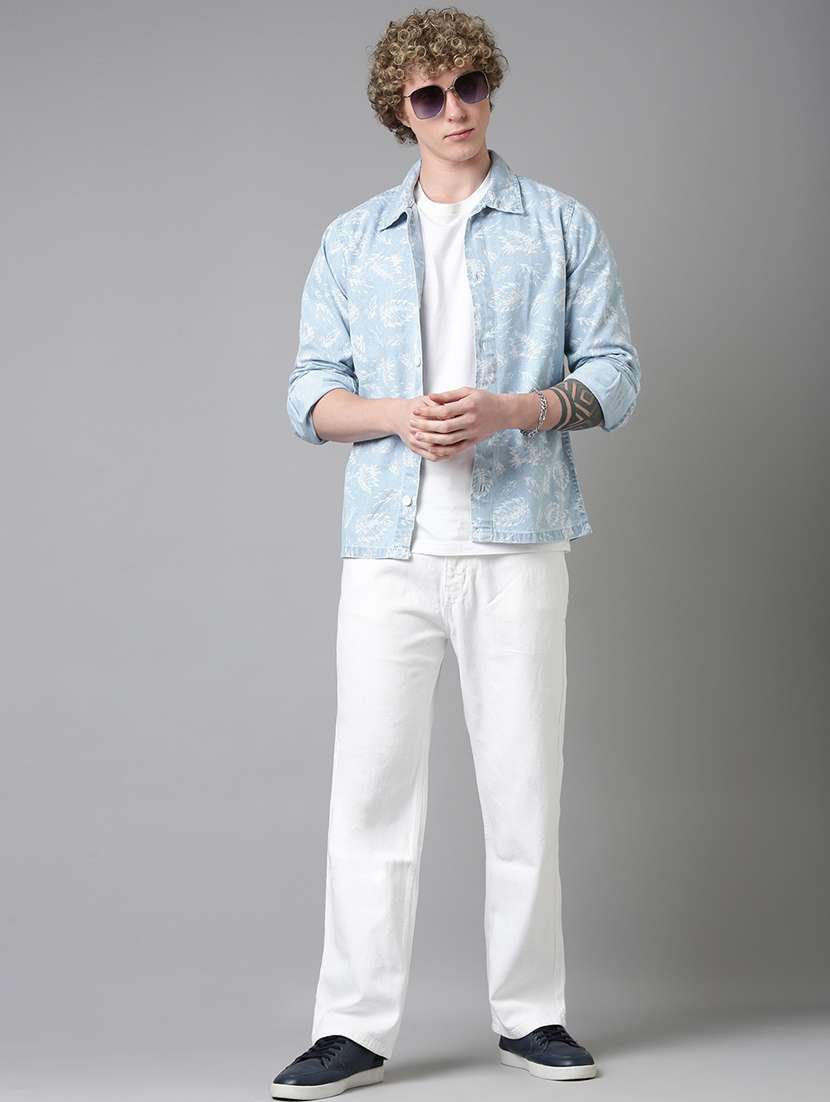 men printed long sleeve denim shacket - 22026599 -  Standard Image - 7