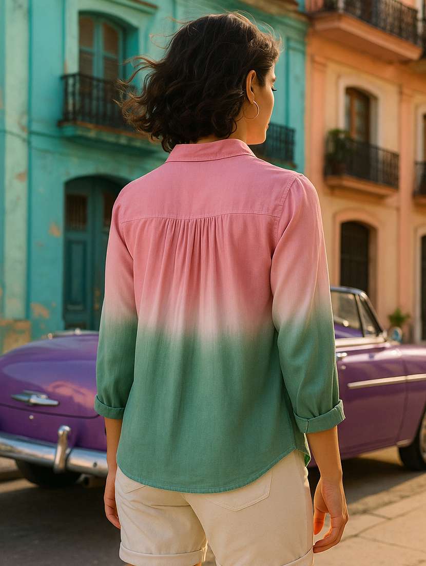 women ombre print collared regular fit shirt - 22026624 -  Standard Image - 2