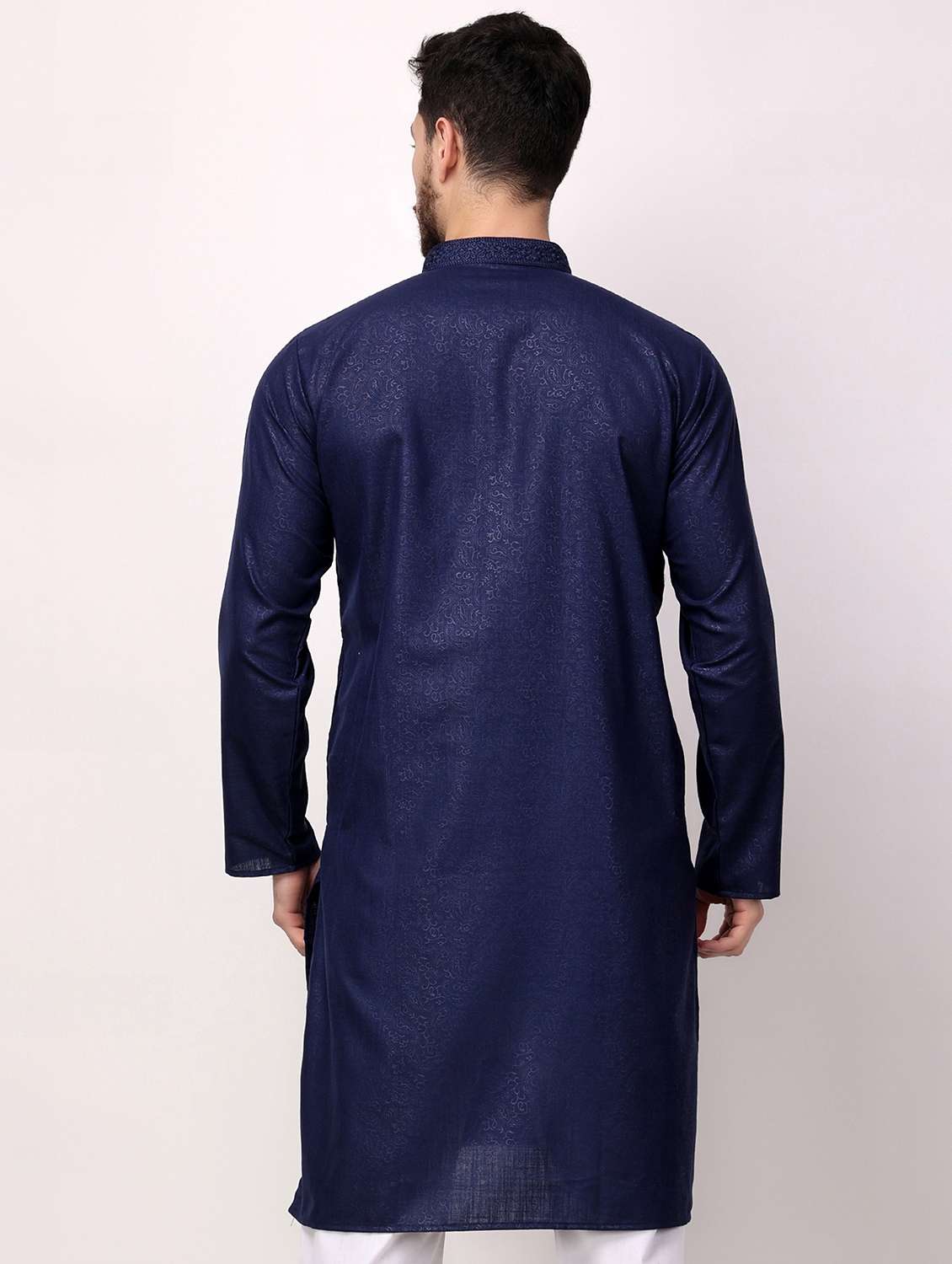men solid mandarin neck long kurta - 22026638 - Standard Image - 2