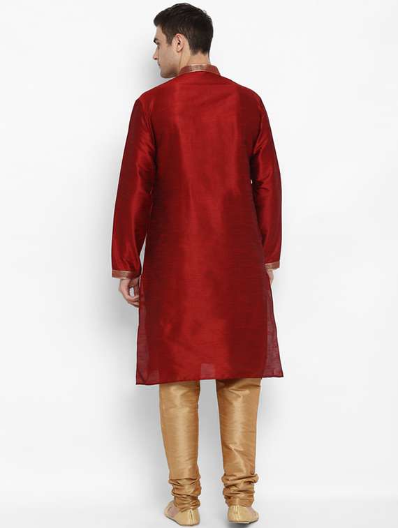 men mandarin neck kurta churidar ethnic wear set - 22026655 - Standard Image - 2